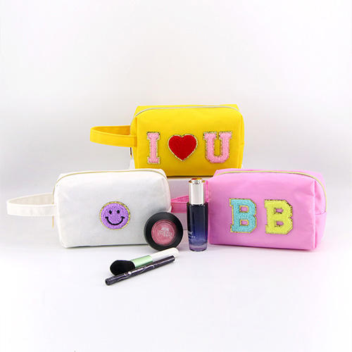 Eco friendly custom cosmetic bag manufactured from recycled RPET plastic bottles